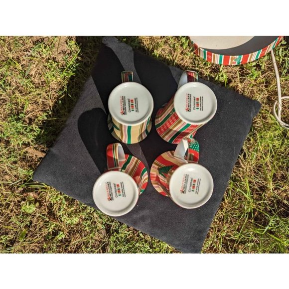 Vintage "Christmas" MAXWELL & WILLIAMS Designer Homewares Striped BOXED Set of F - Picture 6 of 8